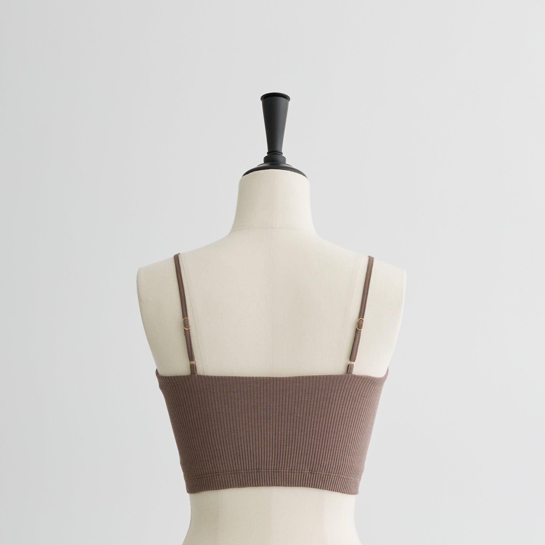 コットンシルクリブ ベアトップブラ, スモーキーココア／バンドゥ