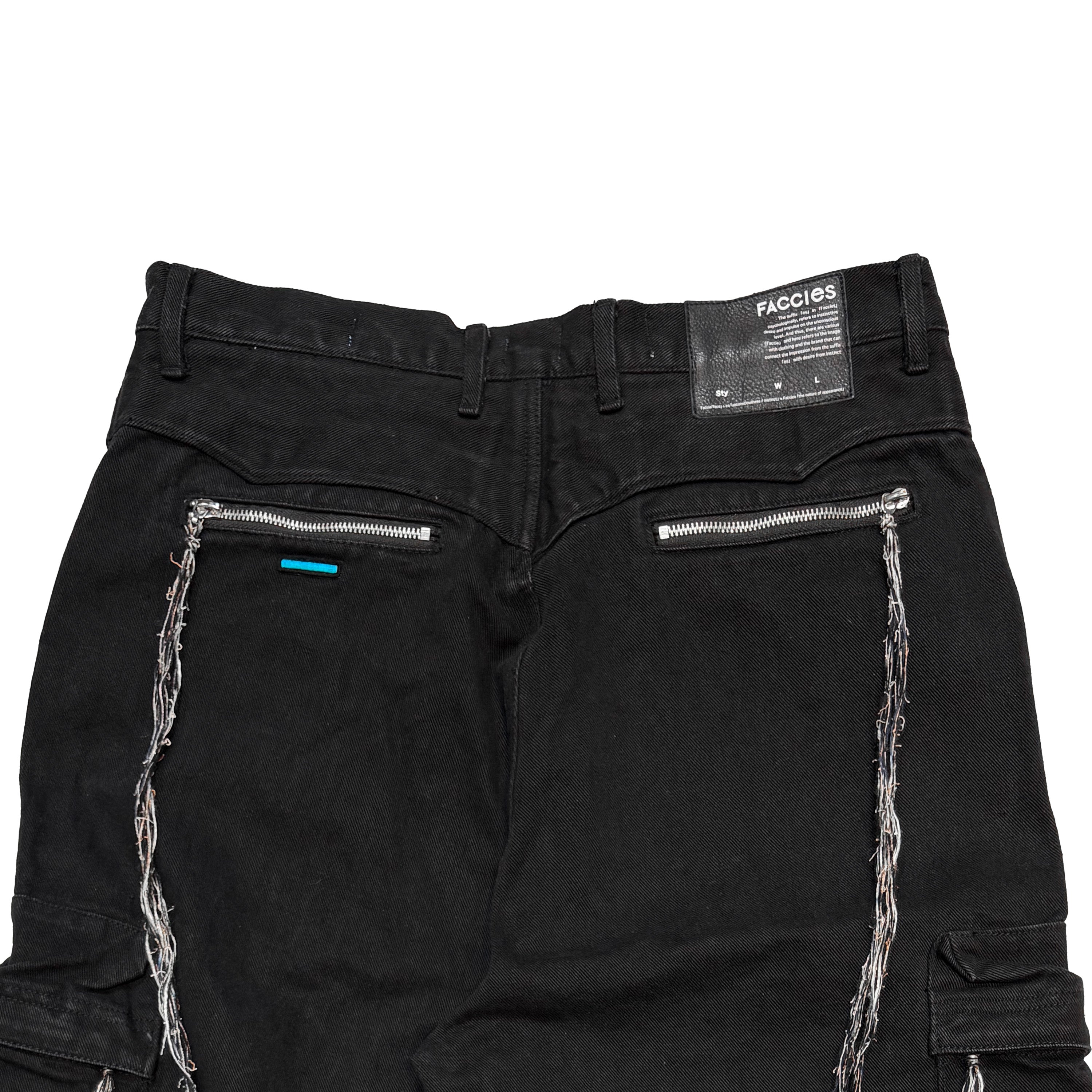 MUZE TURQUOISE LBEL ×FACCIES - MULTI-POCKET DENIM CARGO(BLACK