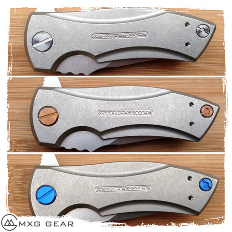 Custom Made Titanium Standoffs, Scale Screws and Clip for Zero