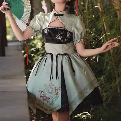 ミントグリーン中華ロリータワンピース（ 華ロリ）｜マイチャイナ