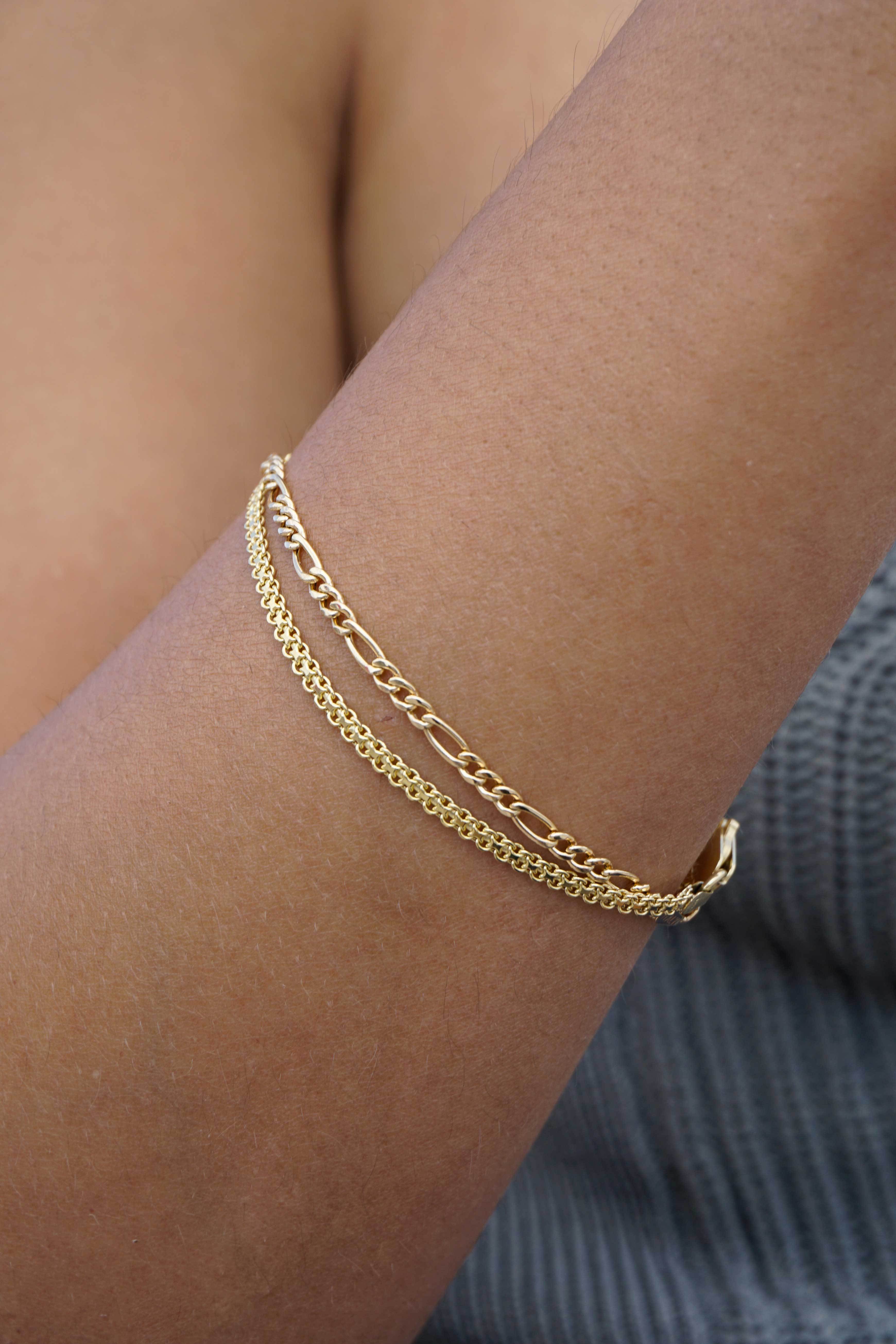 Figaro Bracelet in 10K Yellow Gold | MYEL Design
