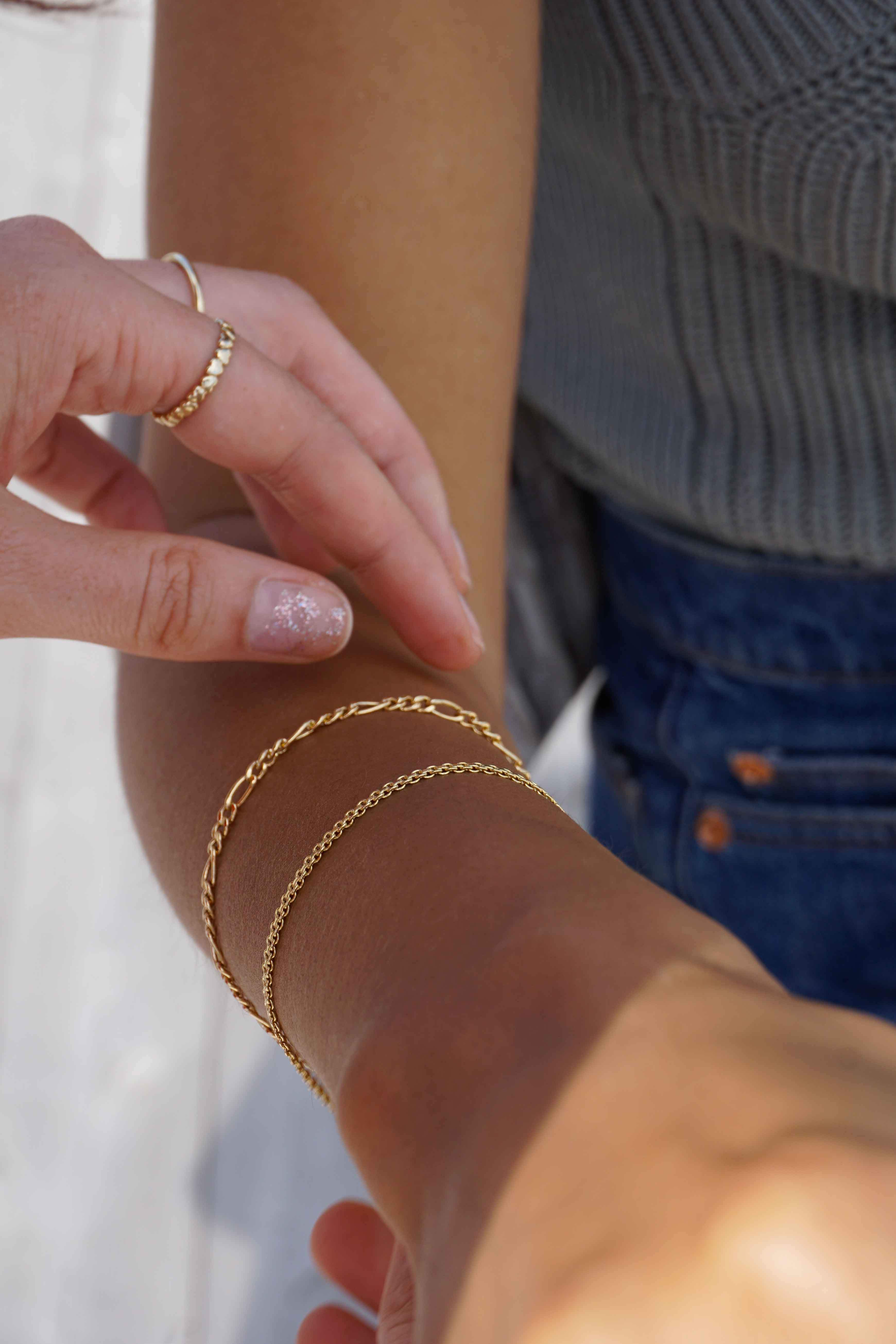 Figaro Bracelet in 10K Yellow Gold | MYEL Design