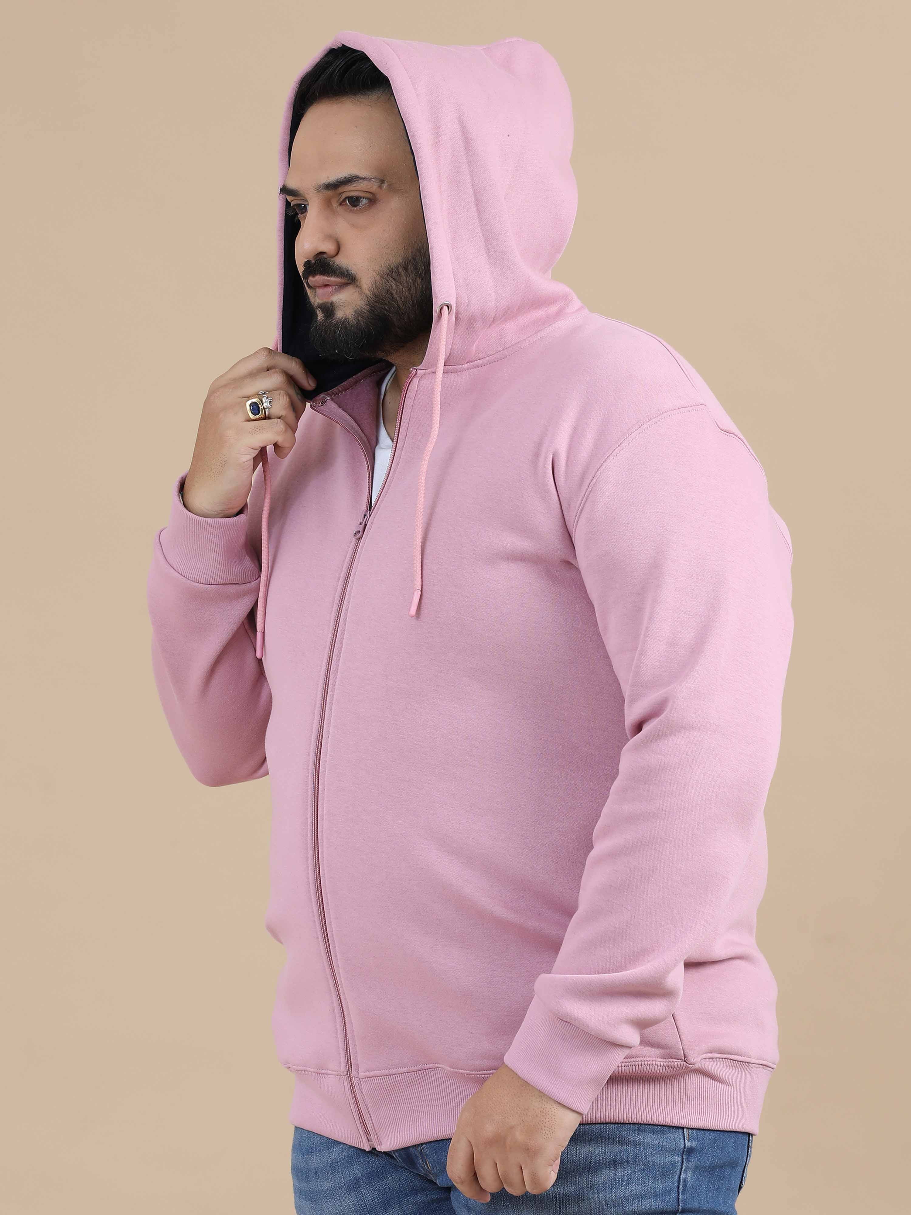 Buy Cozypeak Onion Pink Plus Size Long Zip Up Hoodie for men