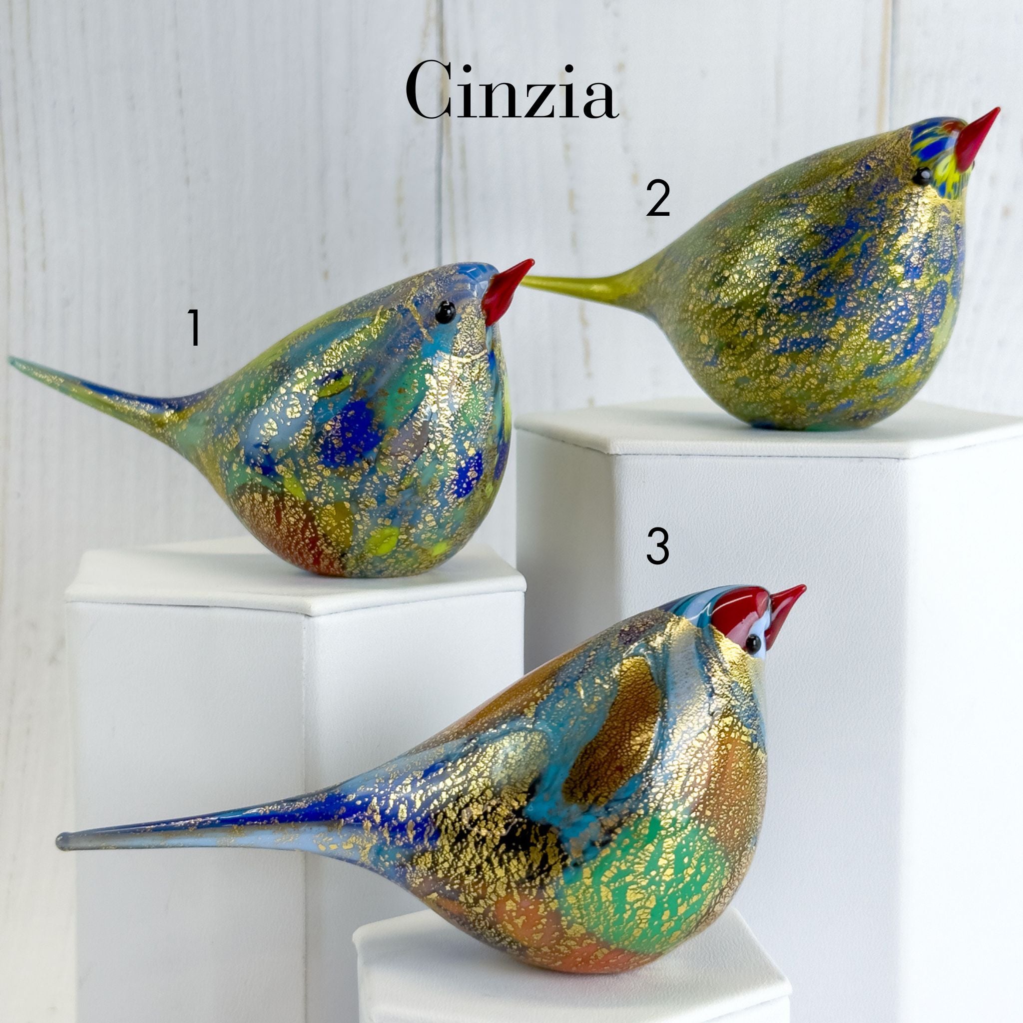 Murano Blown Glass Chirpie Bird, Figurine, Cinzia, Made in Italy
