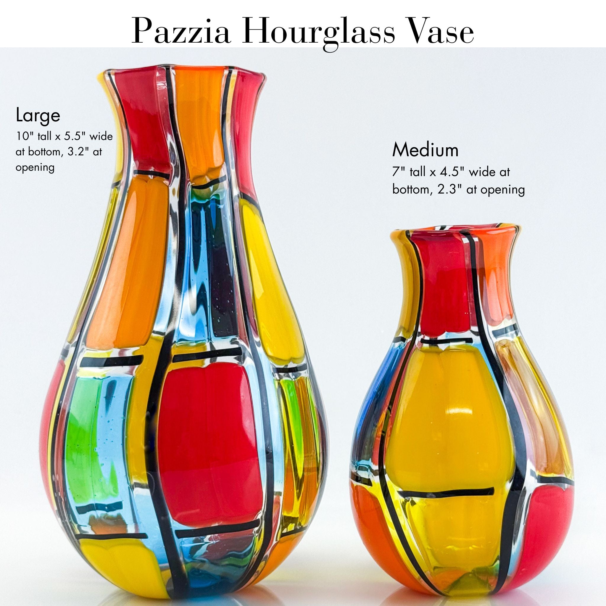 Pazzia Hourglass Vase, Signed by artist, Made in Murano, Italy