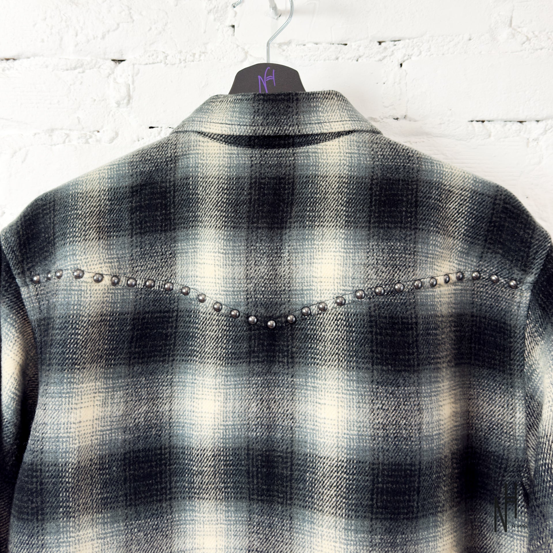 Supreme Studded Shadow Plaid Zip Up Shirt Black | N-Hype