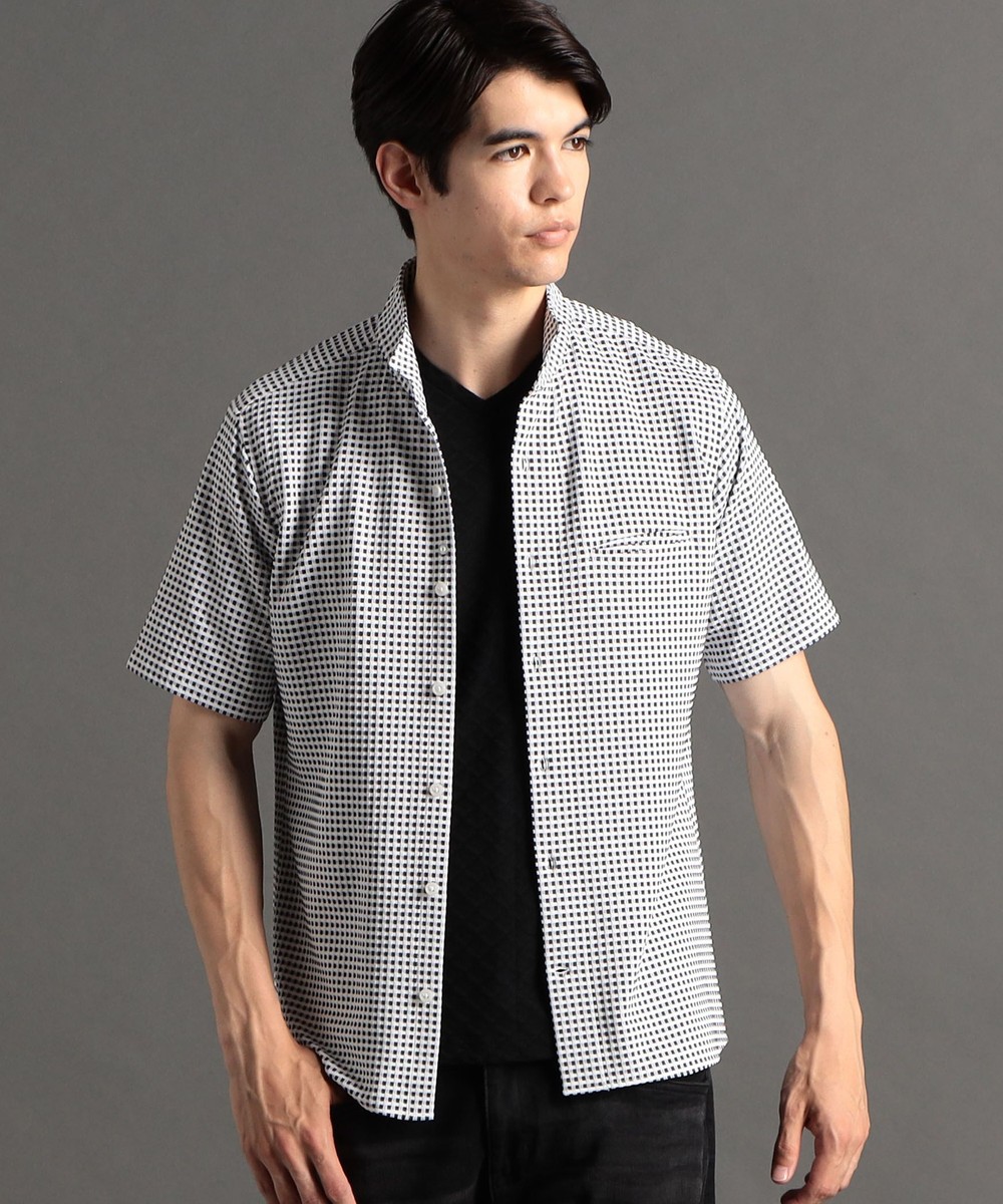 ex/tra】ギンガムチェック スタンドカラー半袖シャツ｜半袖｜ニコル