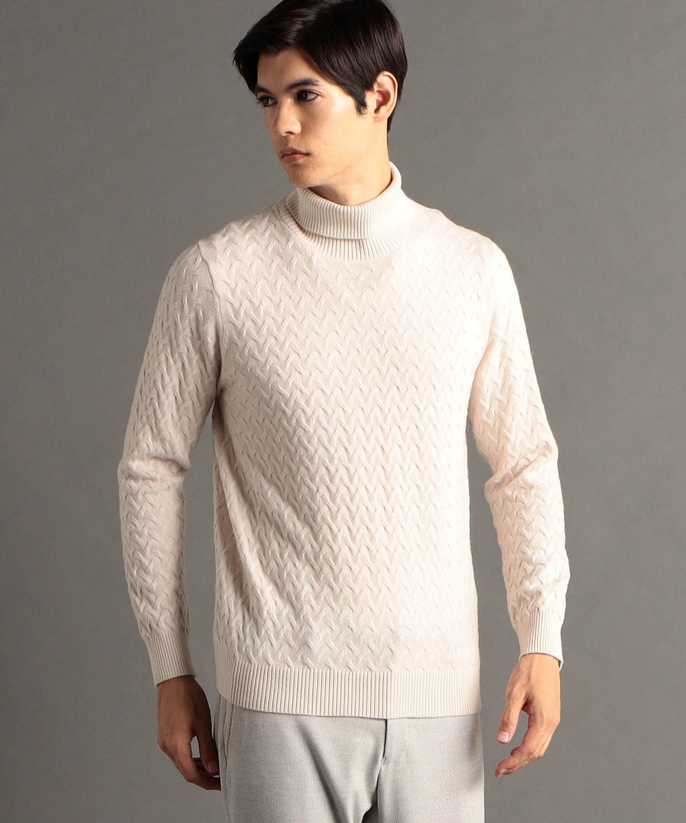 ex/tra】 ウールカシミヤ ケーブル タートルネックニット｜ニット
