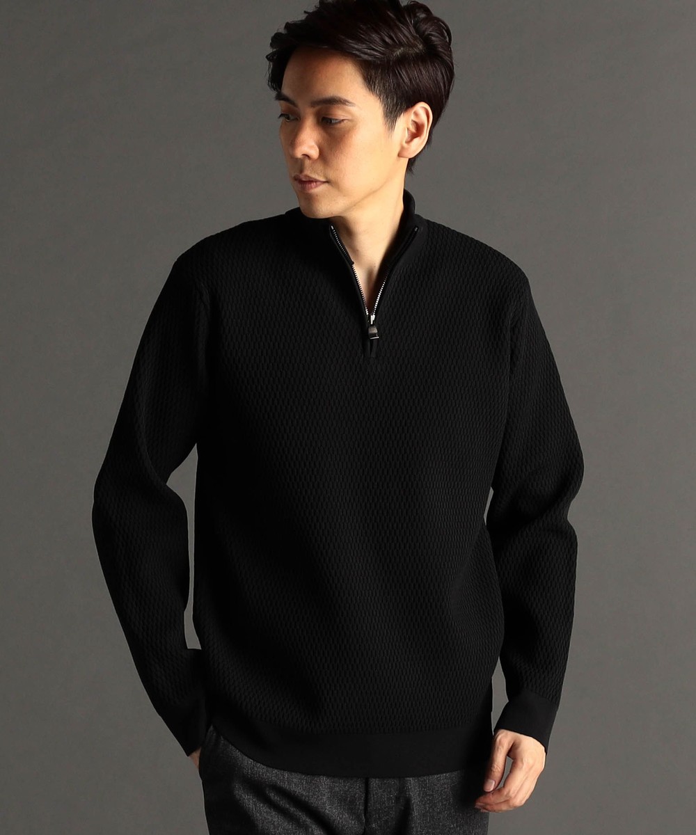 ダイヤジャカード ハーフジップスタンドカラーニット｜プルオーバー