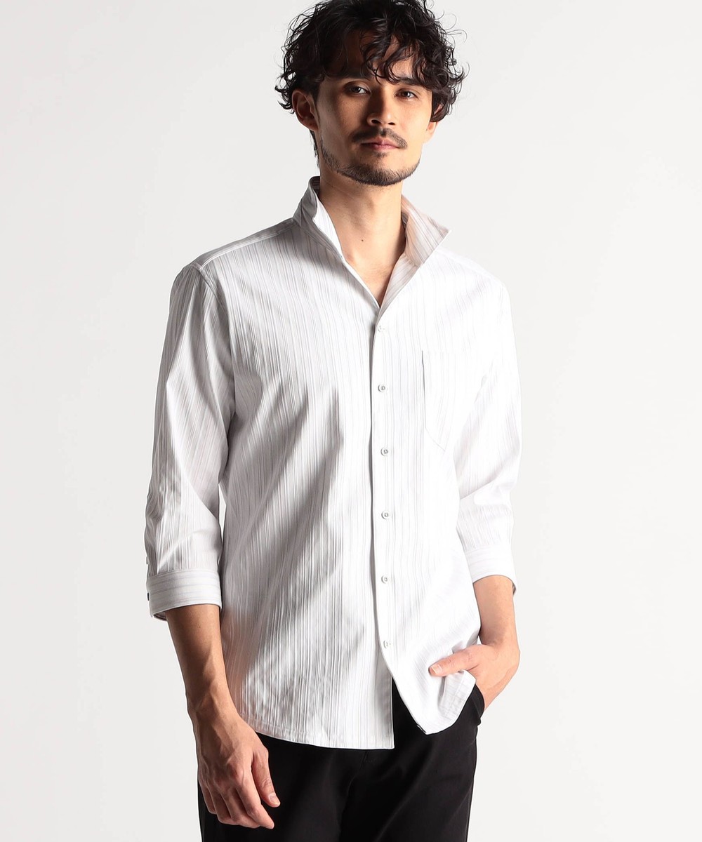 リバーシブルドビー 7分袖スタンドカラーシャツ｜5分/7分袖｜ニコル