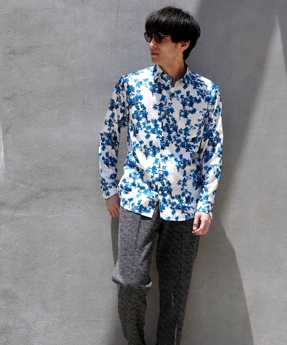 ストレッチサテンジャカードシャツ｜長袖｜ニコル公式通販サイト