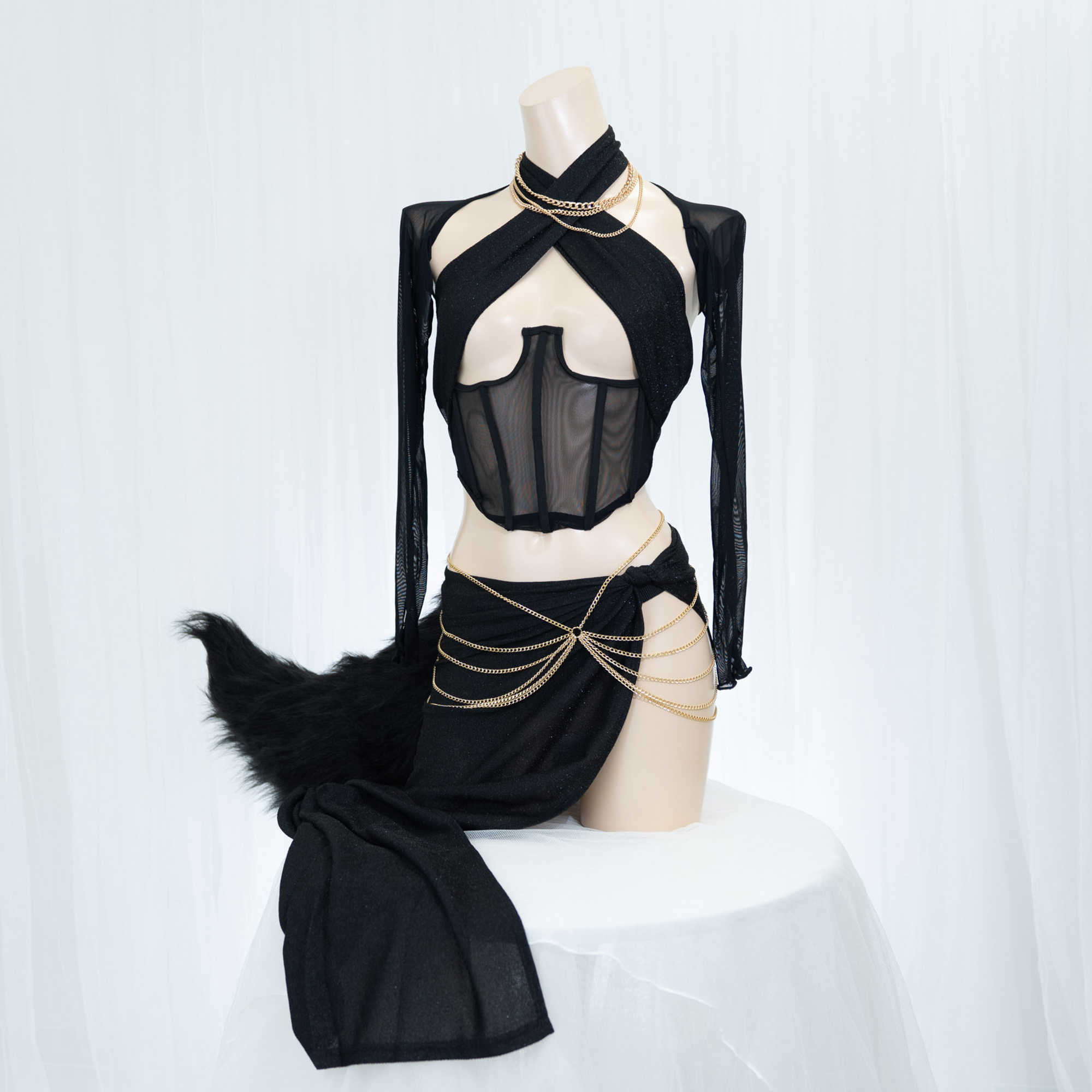 B0068 ペンギン水着 ぶか袖&ニーハイレッグカバーセット /M企画｜NANIKIRU