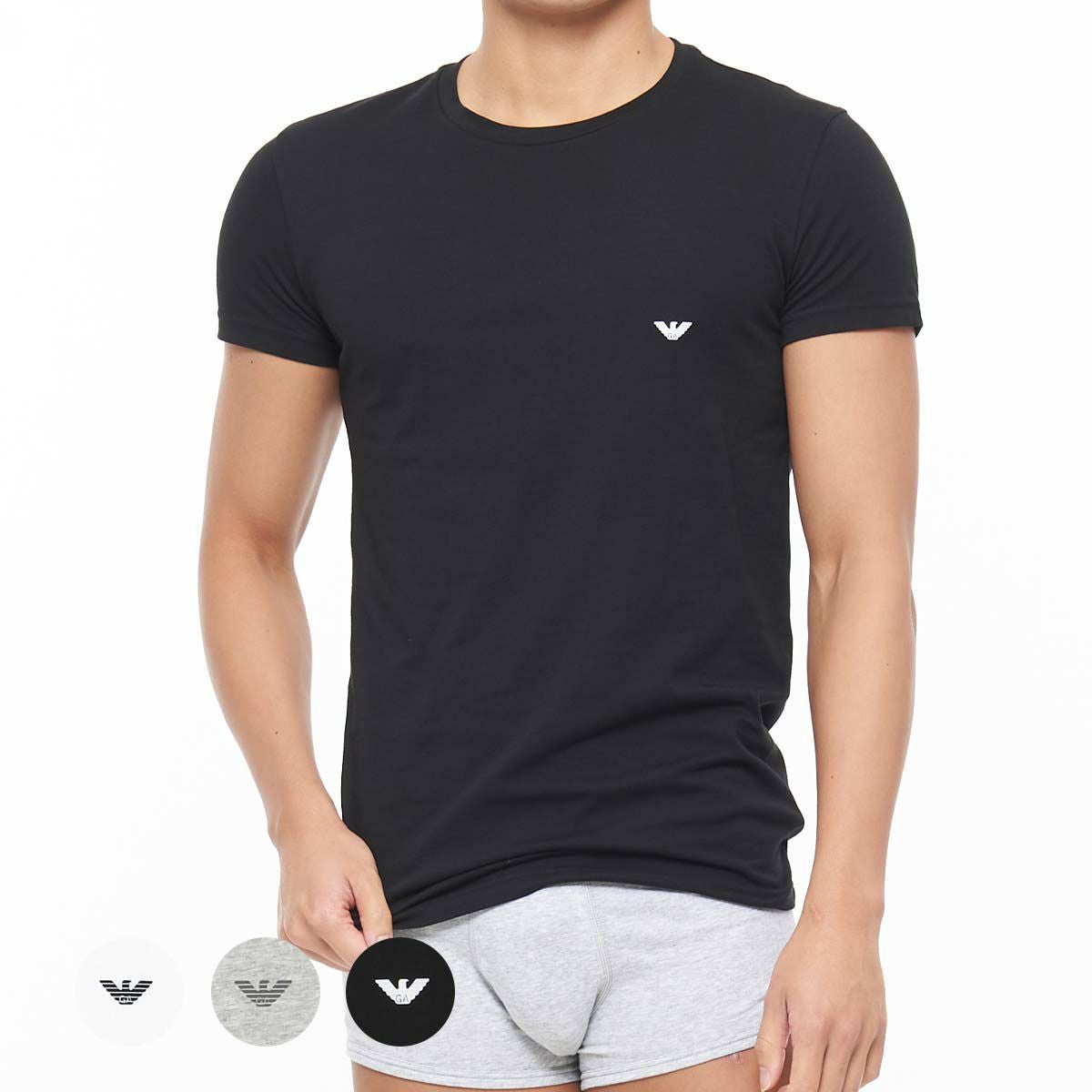 EMPORIO ARMANI ストレッチコットン クルーネック 半袖 Tシャツ EU