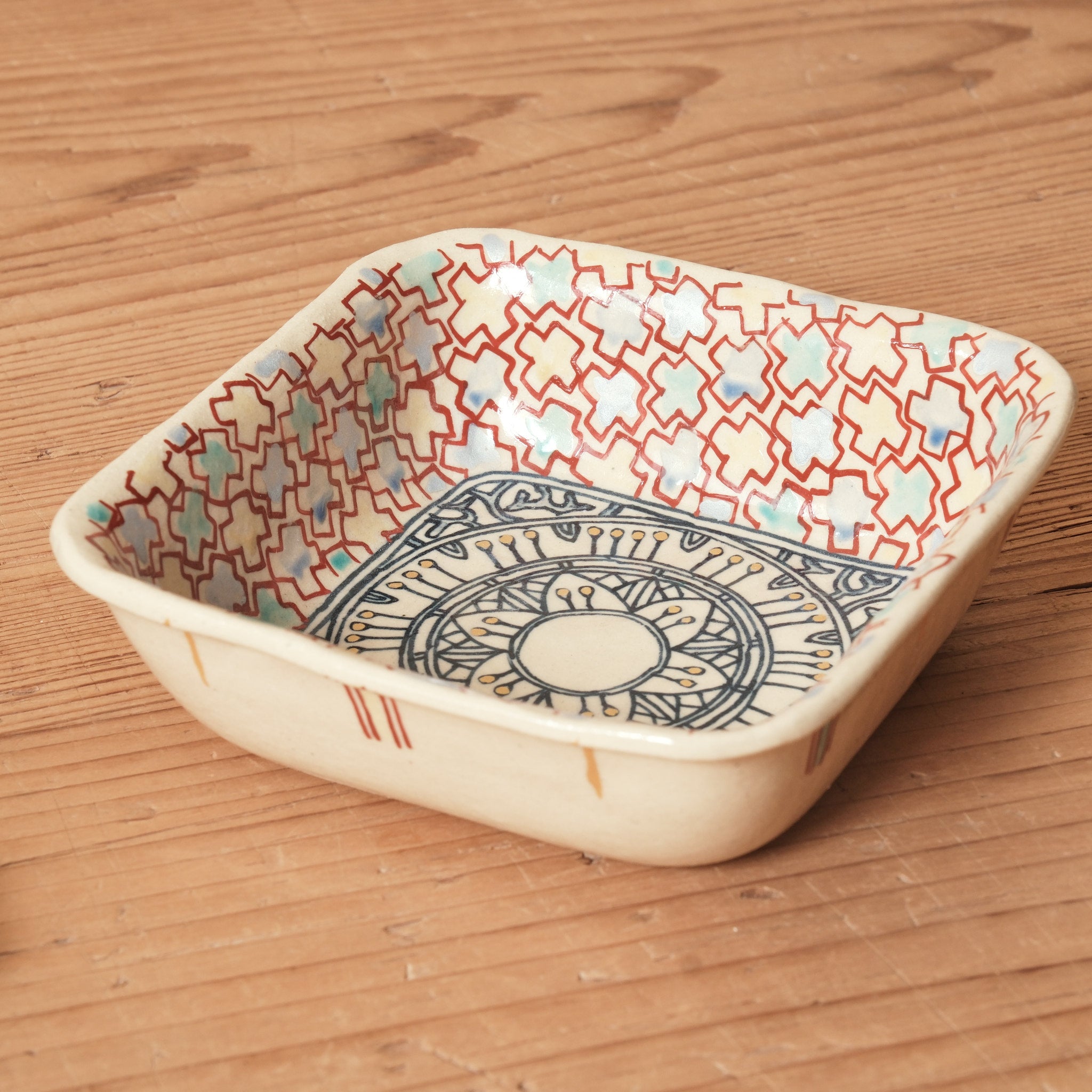 加藤 喜道 ] 絵付け □小鉢 幅約11.5cm 赤絵・金彩 C – 菜じみ-najimi