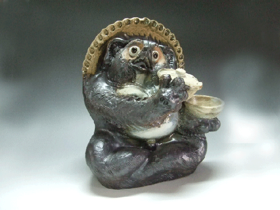 ta-045 お茶汲み たぬき｜信楽たぬき専門店/ネットショップ「中村陶器」