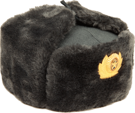 陸軍兵用防寒帽 ロシア陸軍兵用帽章付 GRAY ミリタリーショップ 革