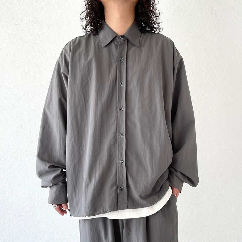 ARCHIVE】loose silhouette nylon shirt / charcoal（ルーズシルエット