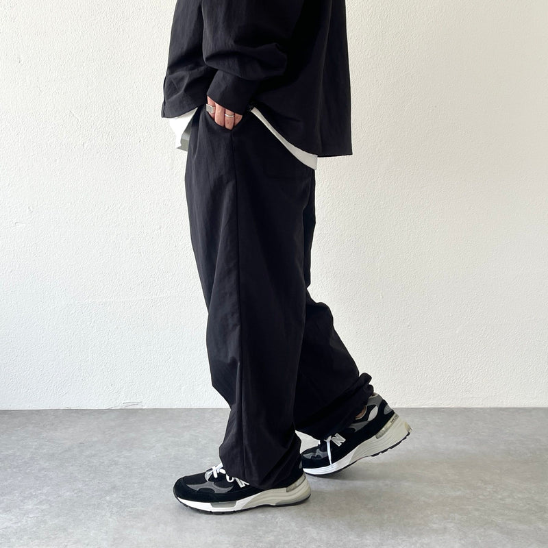 loose silhouette nylon shirt set up / black（ルーズシルエット