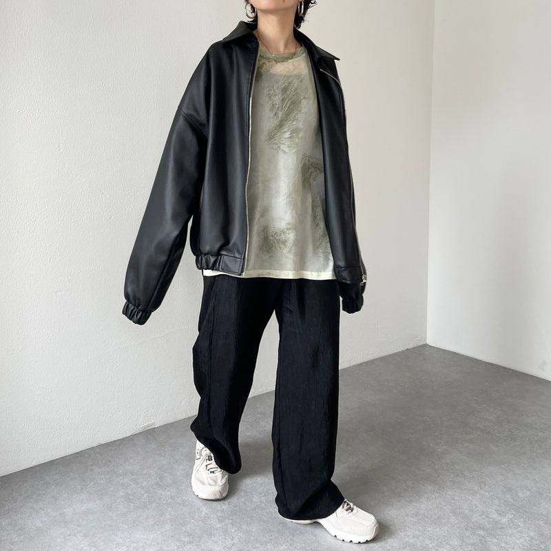 standard fake leather blouson / black（スタンダード フェイク