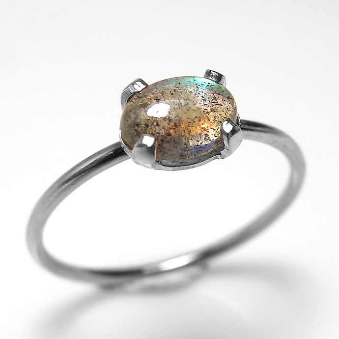 ラブラドライト リング 指輪 シルバー 天然石 6×4mm カボション