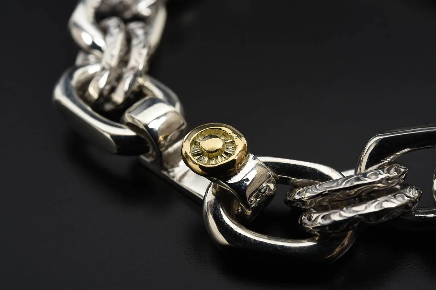 K18メタル付925シルバーダブルチェーン】- MOTOR-Natoriya