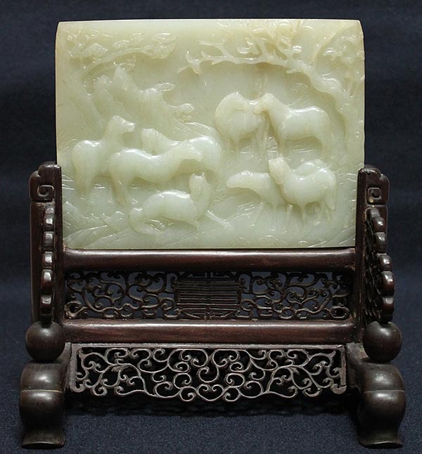 逸品紹介、中国 清朝 玉の硯屏│美術品買取り専門店：夏樹美術