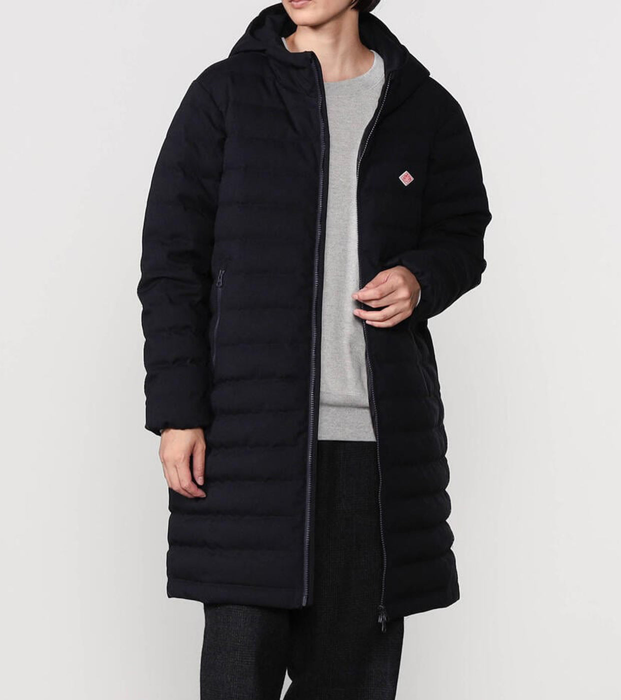 DANTON Wool like Polyester Middle Down Hooded Jacket, Navy – Navyblue