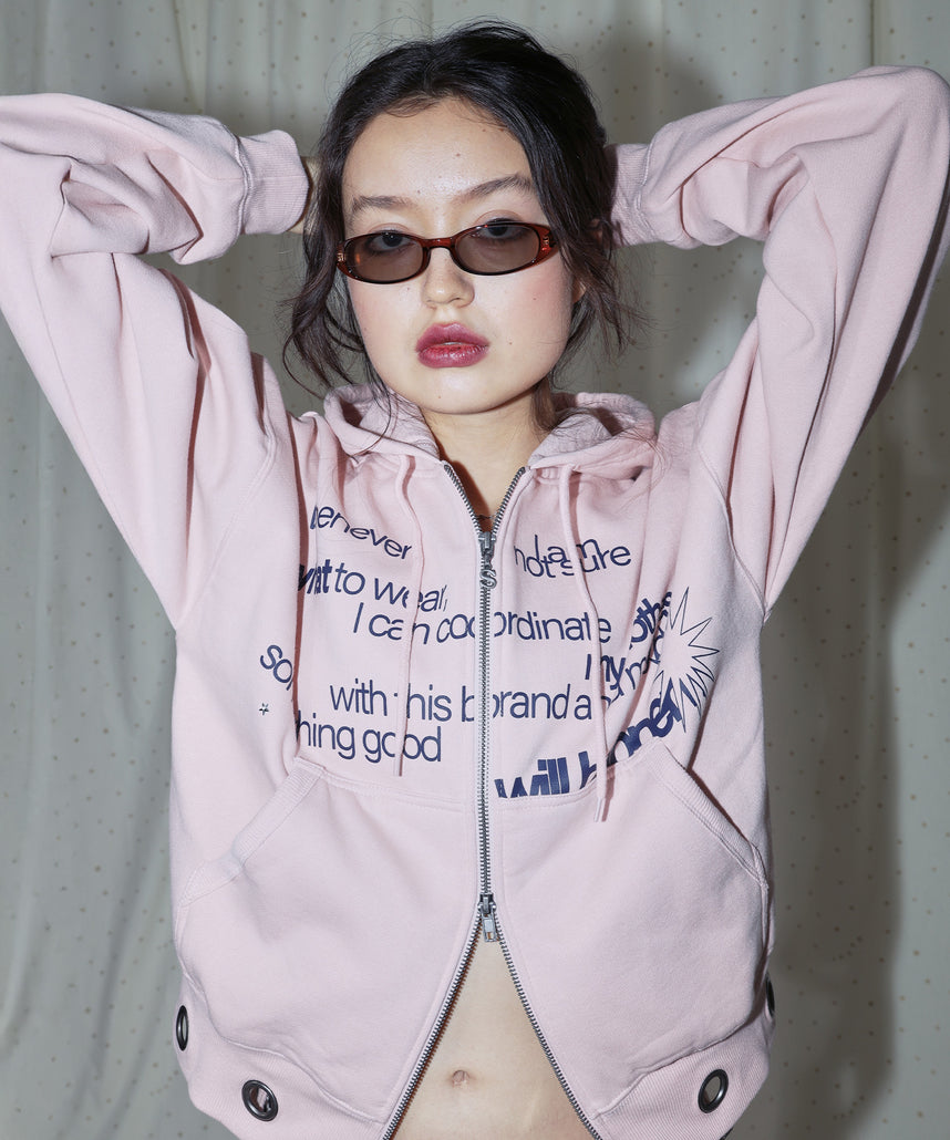 sqnz（エスキュンズ）sqnz eyelet zip pk / ジップパーカー 刺繍