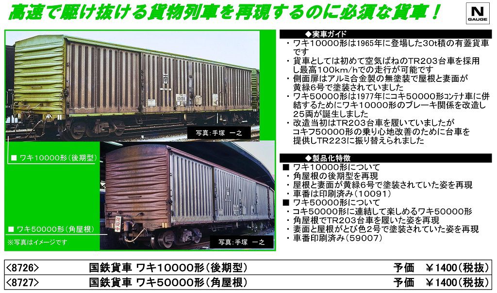 TOMIX】8726 国鉄貨車 ワキ10000形（後期型）カタログ | NGaugeJP