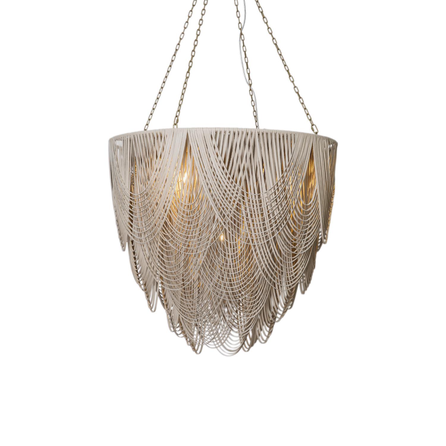 Extra Large Whisper Cream-Stone Fringe Leather Chandelier | NGALA