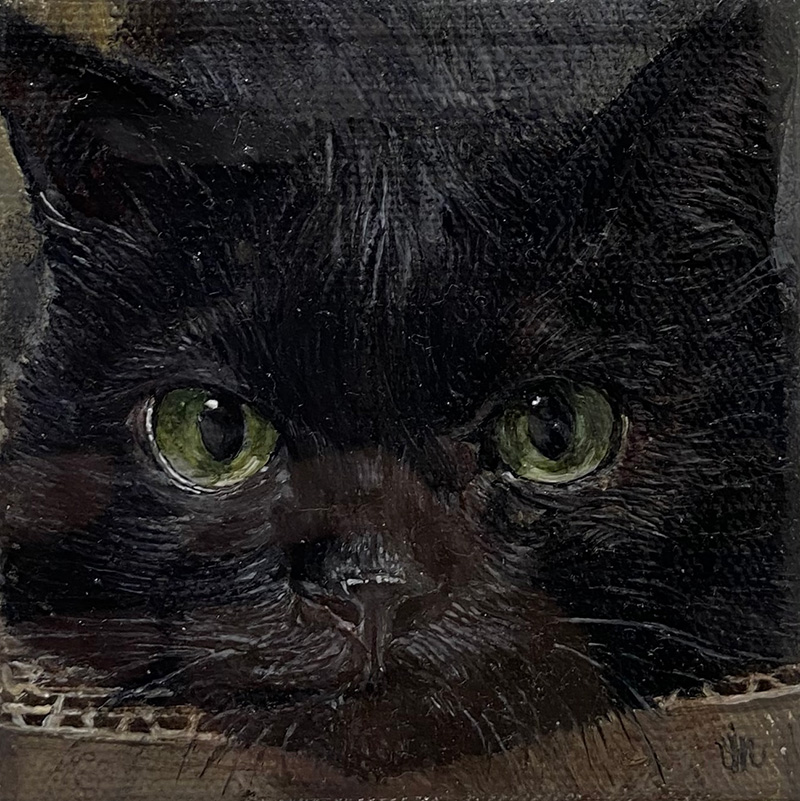 美術のなかの猫たち 写真よりも本物らしい黒猫の絵