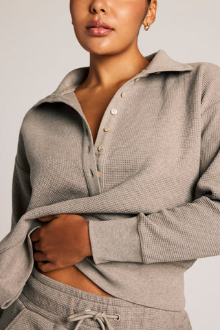 Waffle Knit Pullover in Mink – Negative