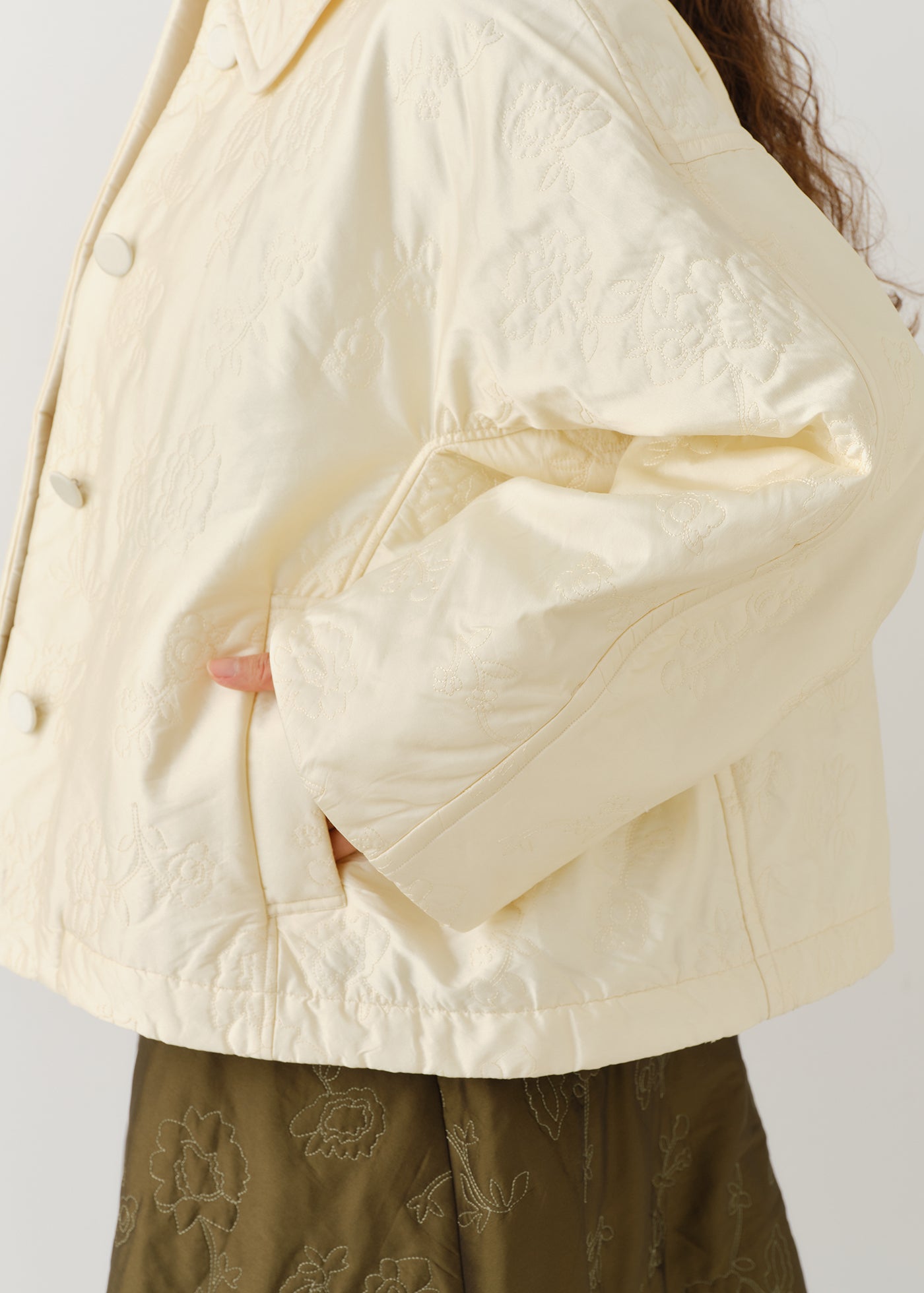 Poly Dupion Flower Embroidery Quilting Jacket | Pasand by ne