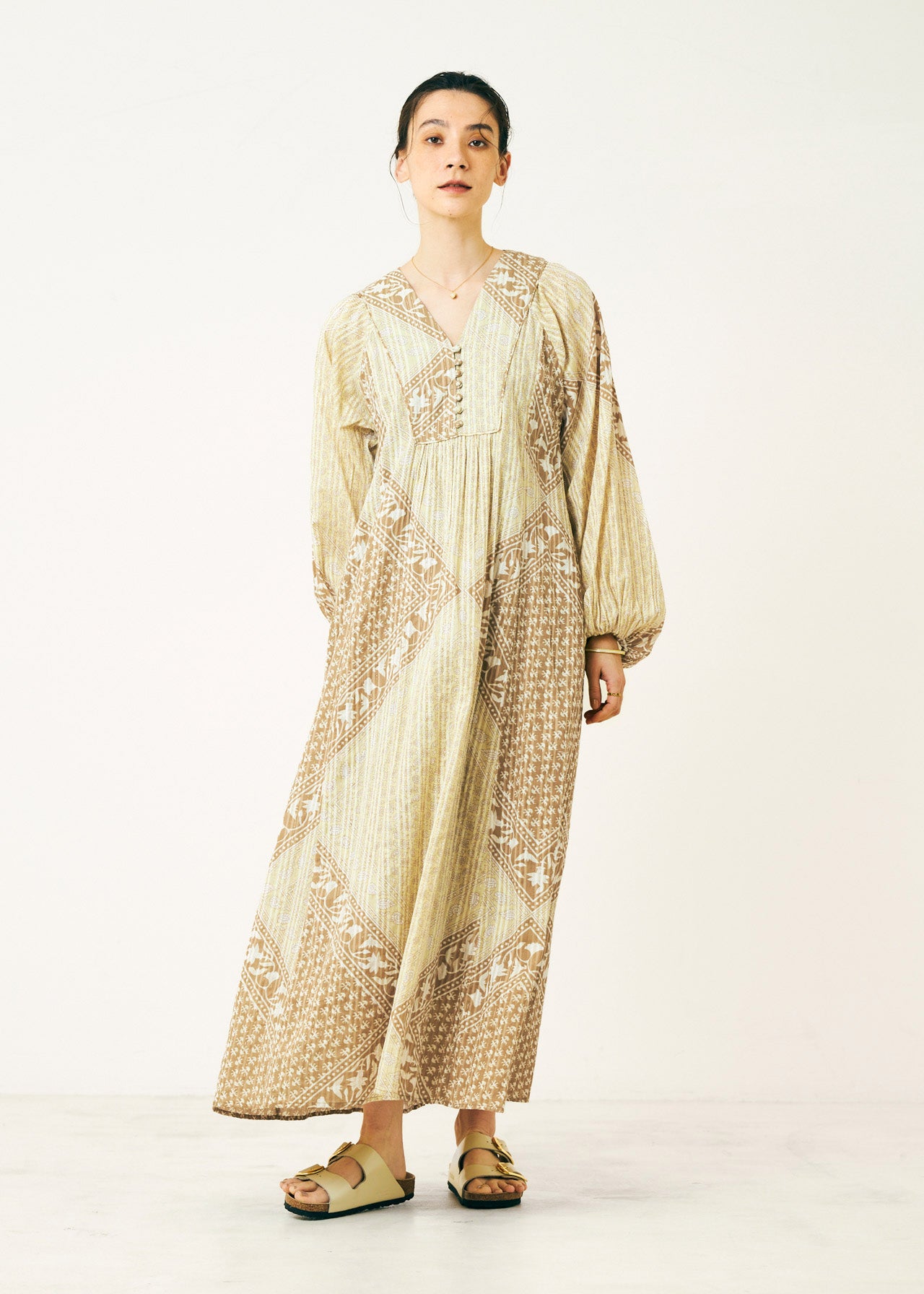 Cotton Lurex Scarf Print Dress | Pasand by ne Quittez pas | パサン