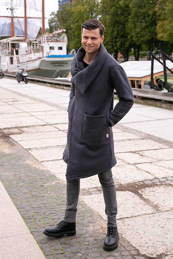 Zip up Unisex asymmetric jacket CITY - ne.rasa