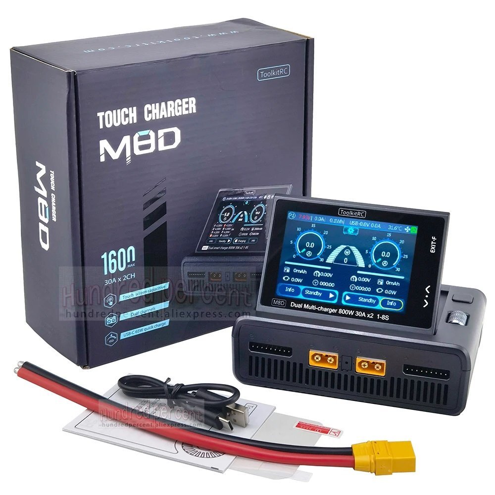 ToolkitRC M8D 2CH DC充電器 800W*2 30A 1-8S 65W急速充電