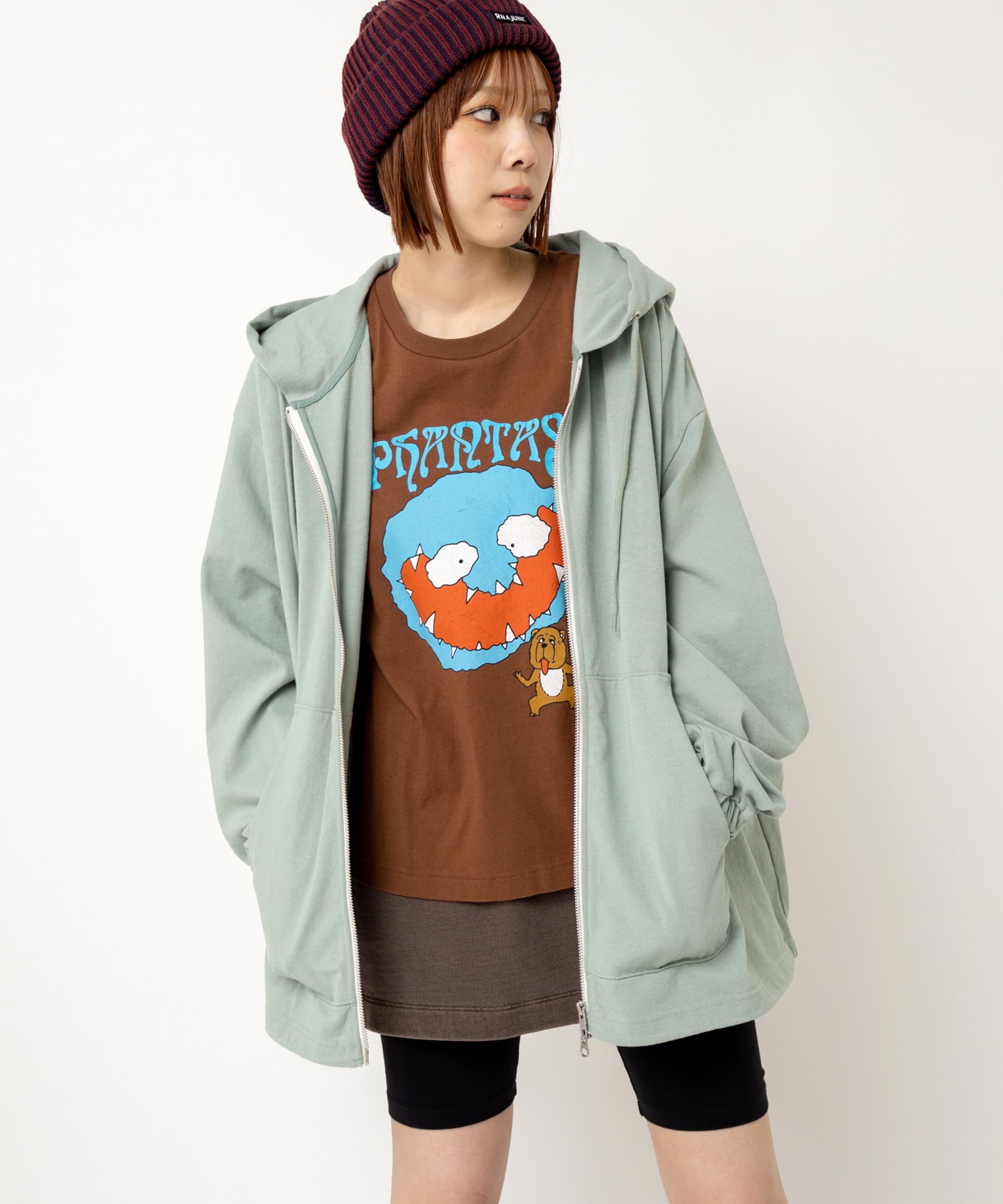 M2513 ヘビー天竺BIG ZIP UPパーカー(M ブラック): トップス - RNA