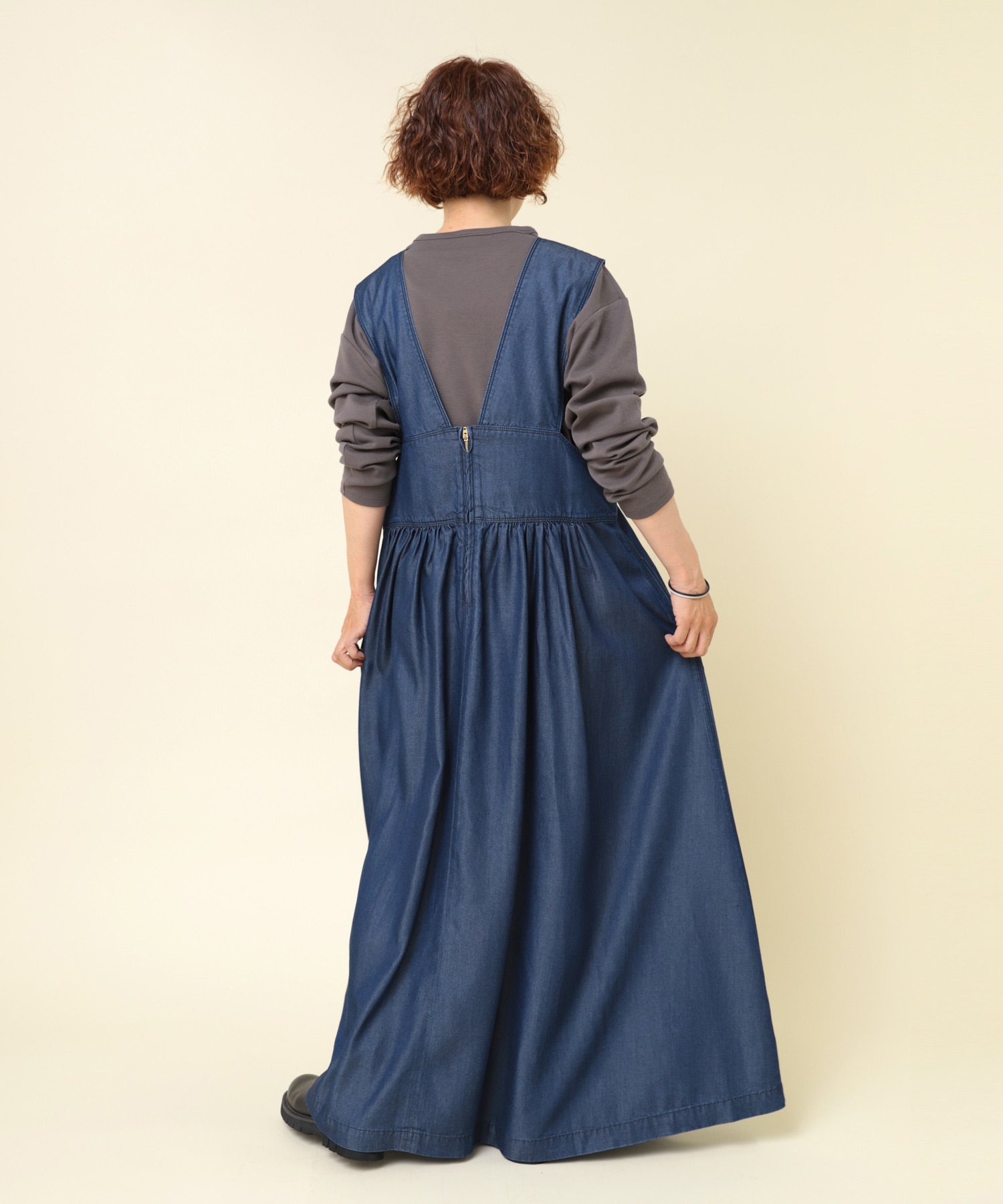 D1662 ワイドストラップジャンスカ(S ライトインディゴブルー