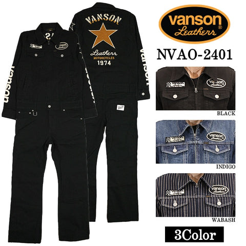 VANSON バンソン デニム オールインワン つなぎ 作業着 nvao-2401