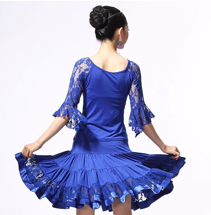 Newjoy / 社交ダンス ラテンドレス 上下セット レース柄 競技 演出