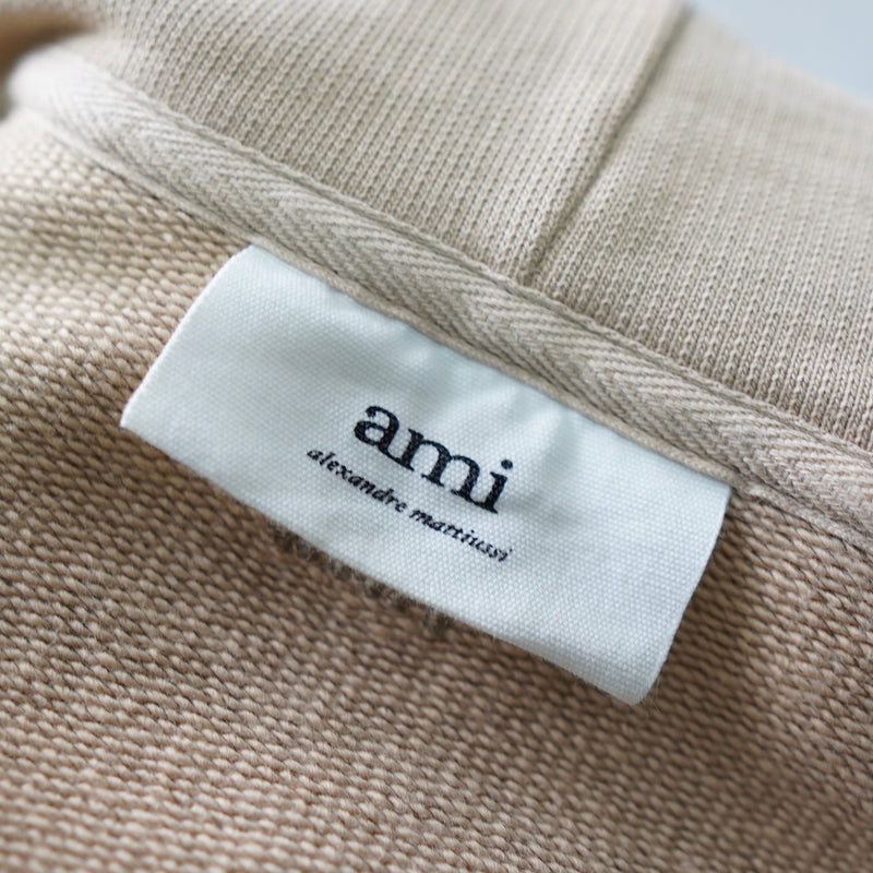 アミパリ アミ パリス ハートロゴ 刺繍 パーカー ベージュ | ブランド