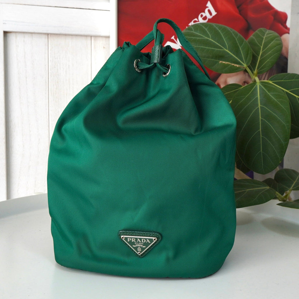 プラダ ポコノ テスート ナイロン 巾着 バッグ ポーチ エメラルド