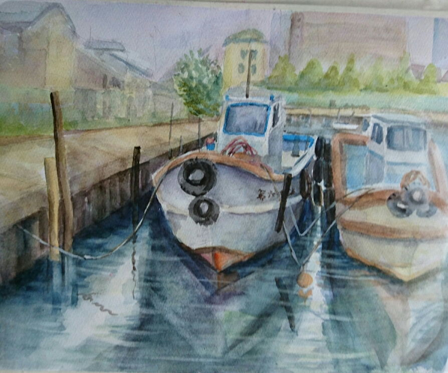 スケッチ会｜大阪市｜此花区｜伝法漁港｜2020年10月｜風景画・作品