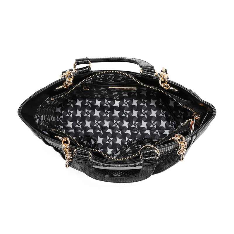 Lace Top Handle Handbag, Embellished with tonal rhinestones and