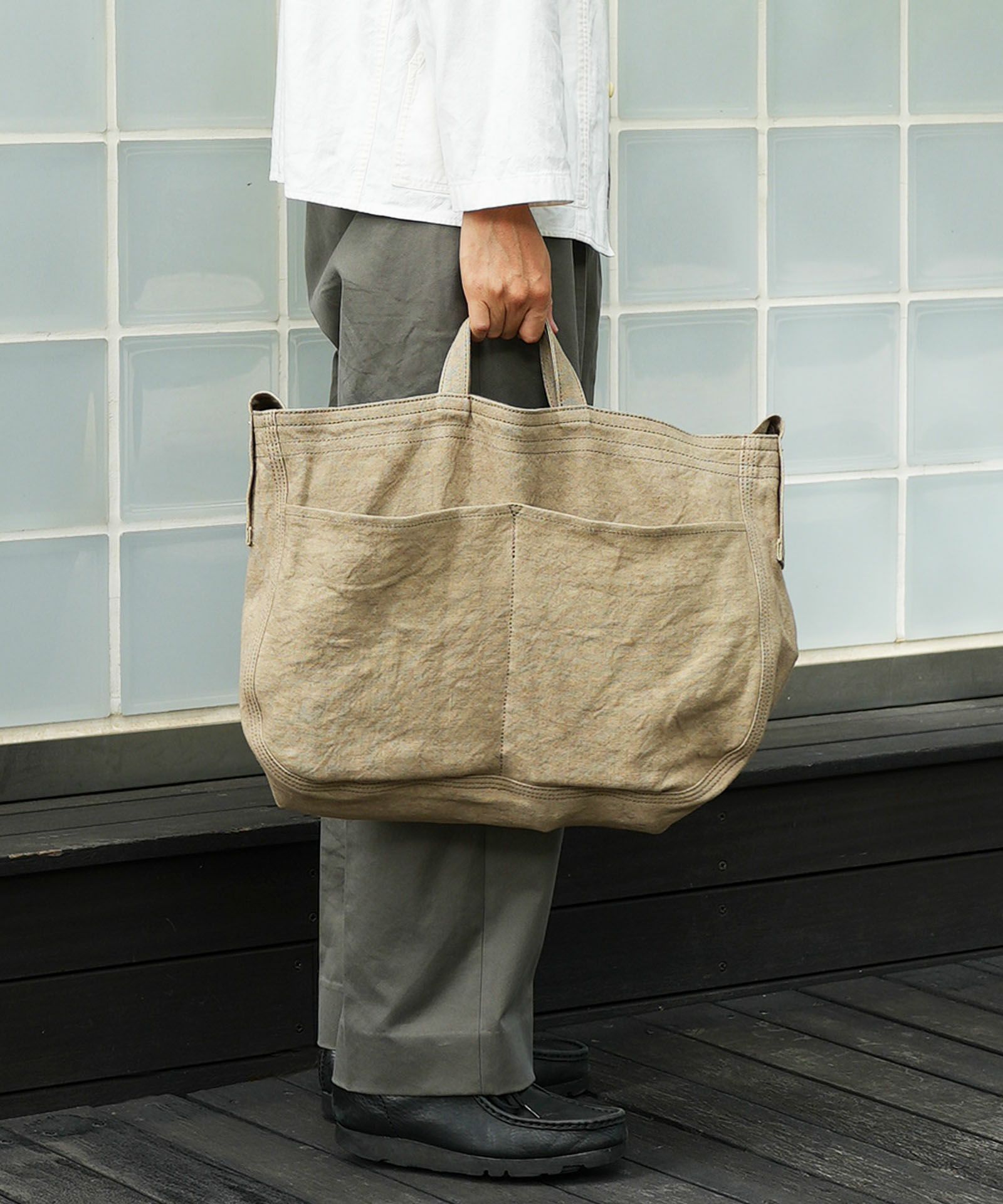 LINEN CANVAS NEWSPAPER BAG ニュースペーパーバッグ | evergreen