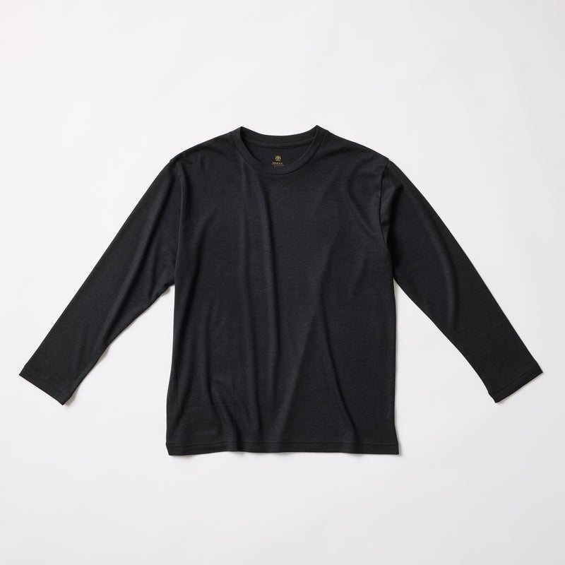 ウルトラファインメリノウール100%ロングスリーブTシャツ 13.5μ