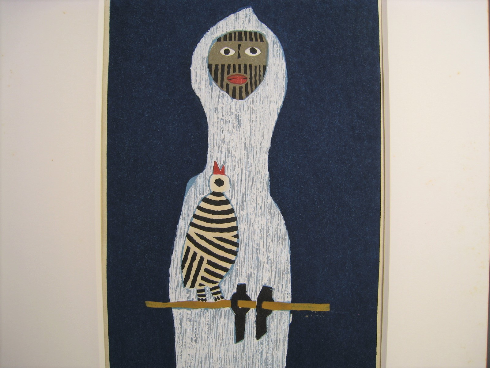 畦地梅太郎「鳥と道具」木版画 1969年 直筆サイン Umetaro Azechi