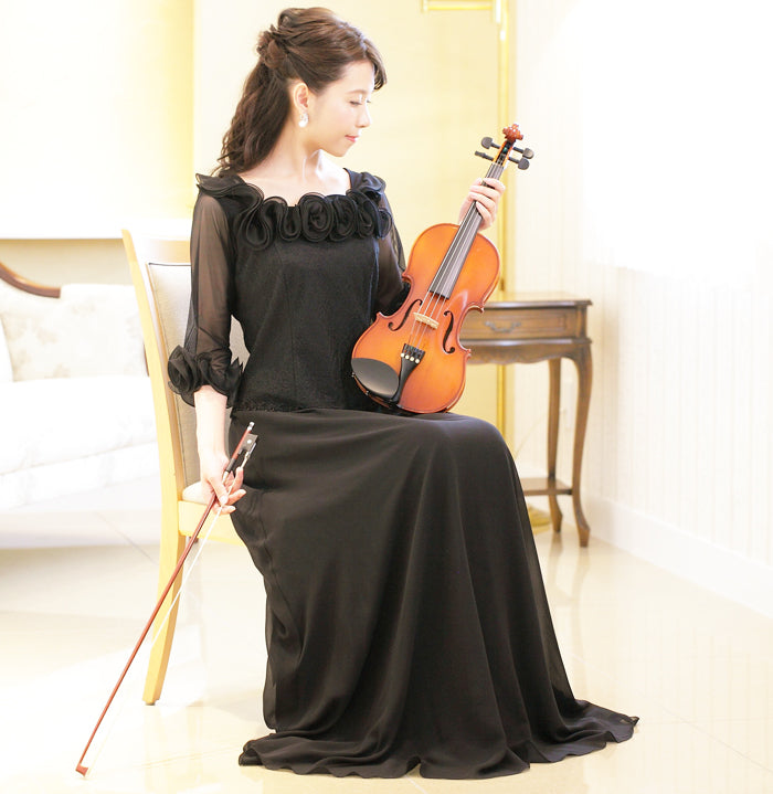 演奏会 白 黒 ストレッチ レース 七分袖 ブラウス コーラス 衣装