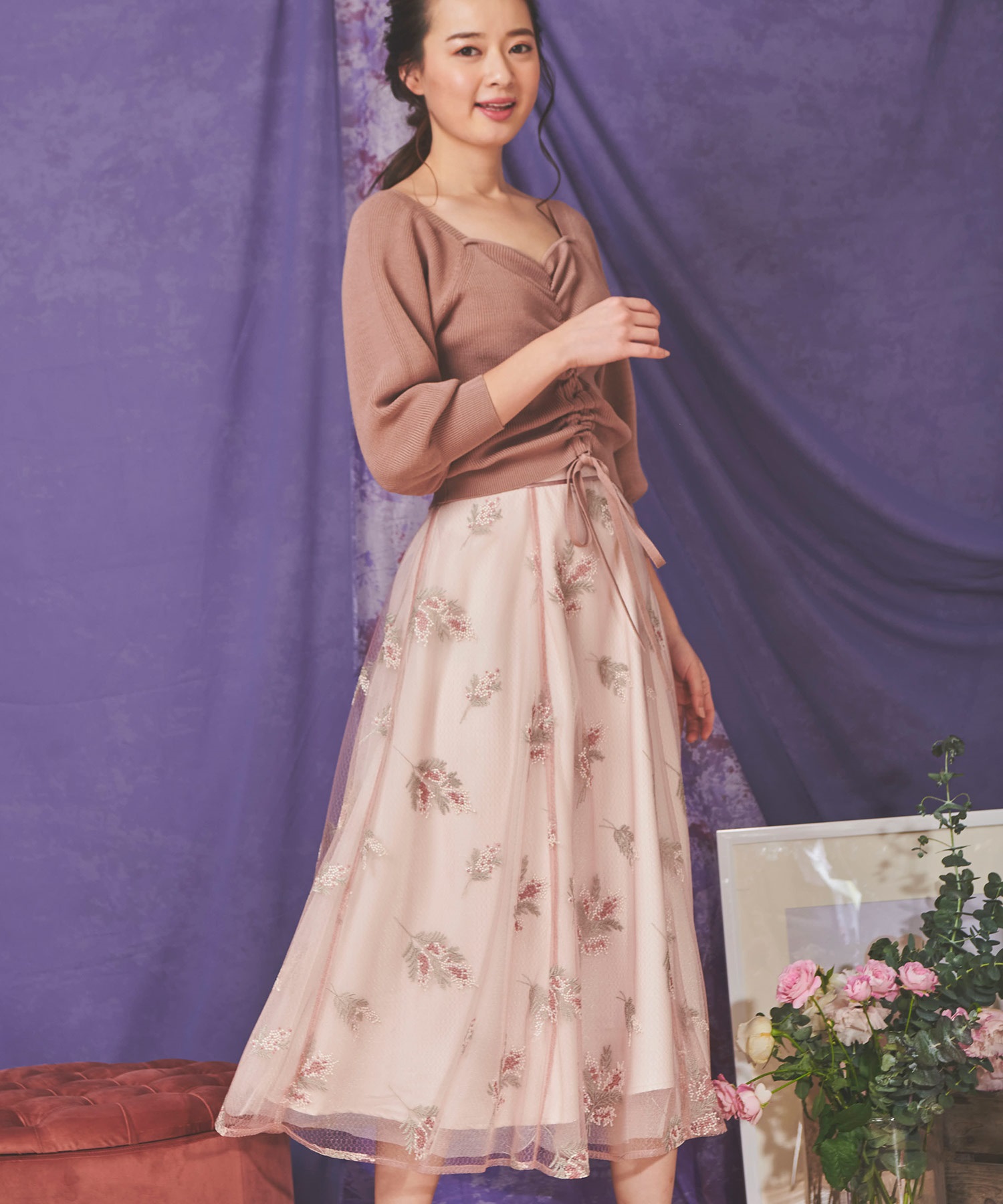 ミモザ刺繍チュールスカート | フレアスカート | NOELA OFFICIAL WEB STORE