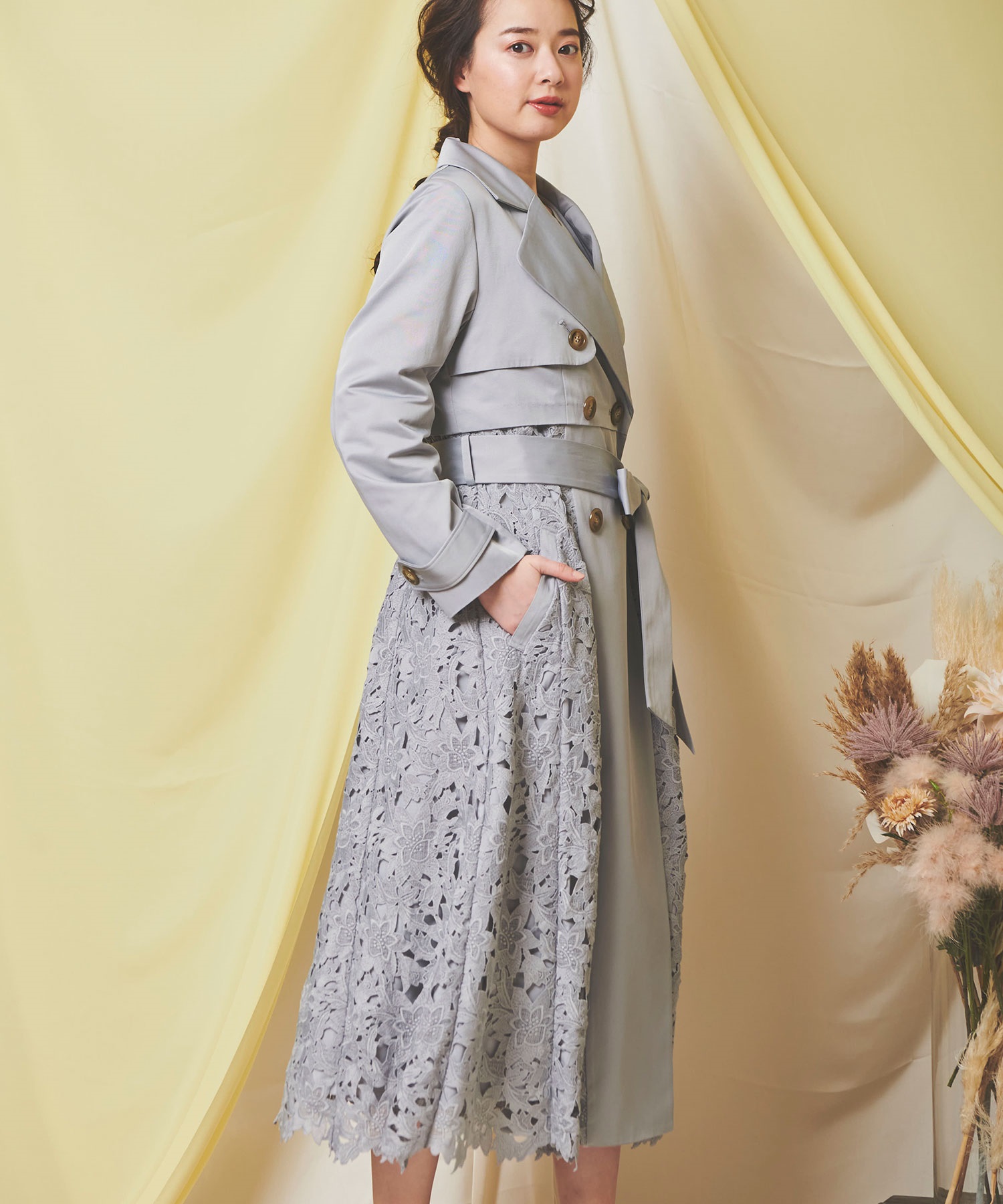 レースコンビトレンチコート | コート | NOELA OFFICIAL WEB STORE